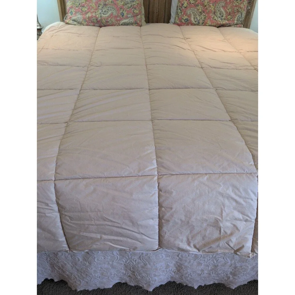 Lands End King Down Comforter Medium / Heavy Weight Neutral Flax Color